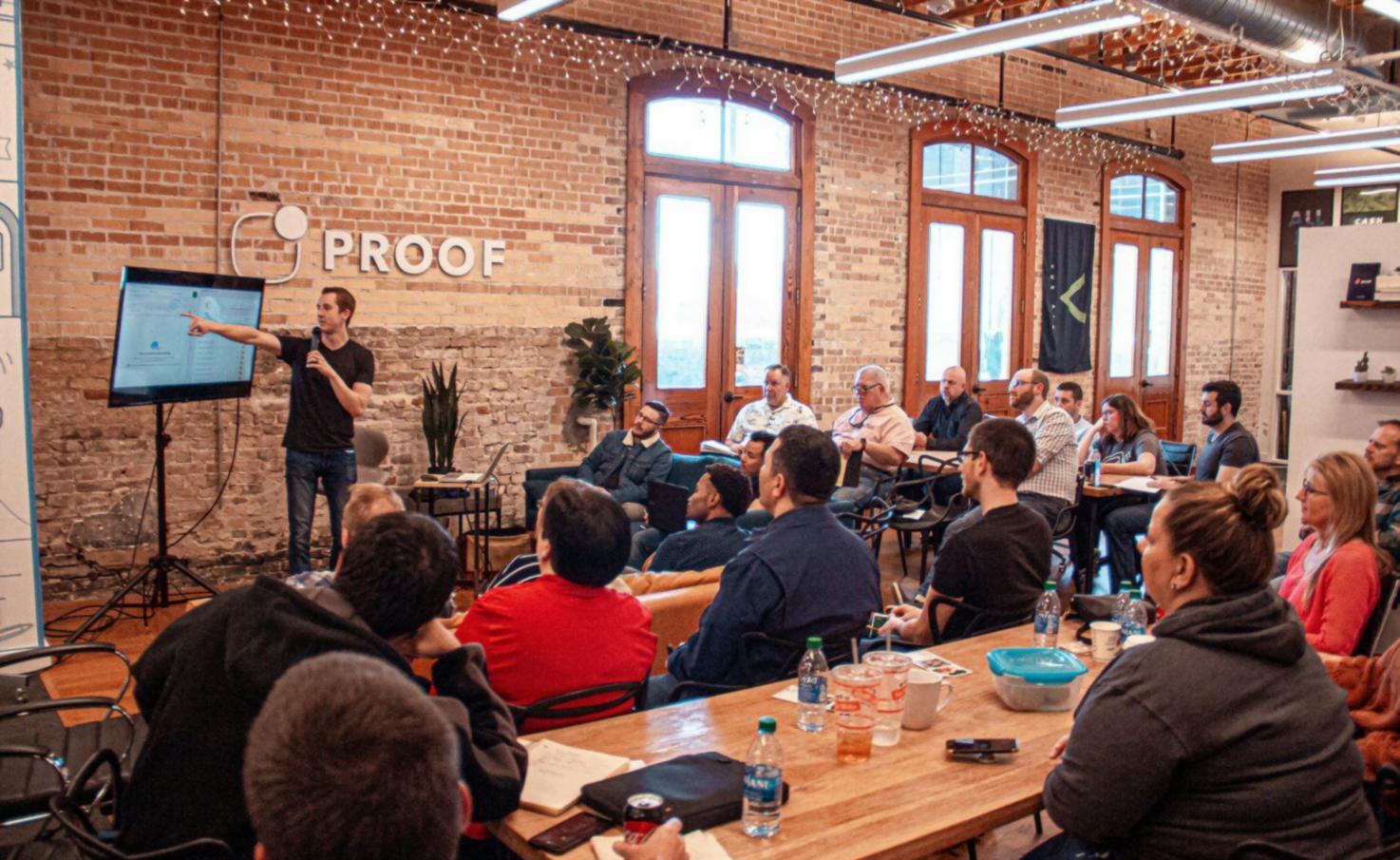 Business meeting discussing financial projections